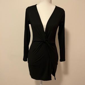 Black V-Neck Mini Dress